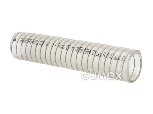 PHARMASTEEL, 13/19mm, FDA, 1,5bar/-0,85bar, TPE-S/TPE-S, Stahlspirale, -30°C/+100°C, transparent, 